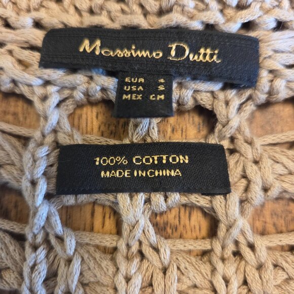 Massimo Dutti Open-Knit Cotton Cardigan Sweater Size Small - Picture 2 of 3